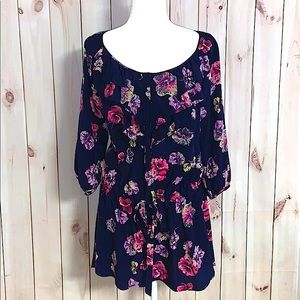 Rebecca Taylor 100% floral silk tunic blouse sz 4
